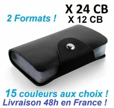 Cuir véritable étui porte carte bancaire CB homme femme 12 cartes 24 cartes FR
