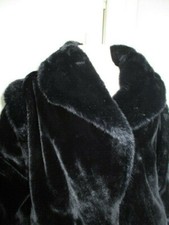 VESTE/MANTEAU FOURRURE SYNTHÉTIQUE NOIRE DOUBLÉE SATIN TAILLE 38/40 PARFAIT ÉTAT