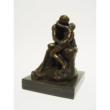 Bronze Classique Art Deco Statue Sculpture Marbre Le Baiser d'après Rodin BE-155