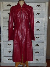 MANTEAU TRENCH EN CUIR D'AGNEAU ROUGE KENZO T F 40 I 44 EN PARFAIT ETAT