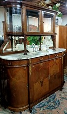 Buffet haut vitrée  marqueterie marbre Glazed marble marquetry high sideboard