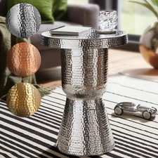 FineBuy Table d'appoint Métal 43x59x43 cm Table Basse Design Bout de canapé Rond