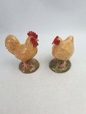 Quail Pottery HEN & jeune COQ ROOSTER Ceramic figurines ornements peints à la main