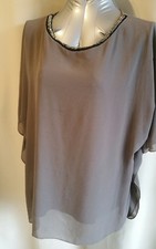 vetements femme taille unique haut blouse chauve souris taupe 