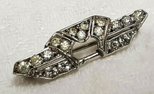 BIJOU VINTAGE MINI BROCHE BATEAU BOAT ARGENT 925 SILVER CRISTAL BLANC # A1