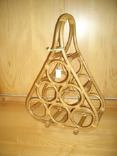 Bouteilles étagère 6-er, Rotin nature à la main 3-eck Forme M. Poignée Environ 59 Cm Hauteur NEUF