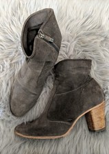 Alberto Fermani womens 38 8 suede ankle BOOTIE WESTERN sock grey CHARCOAL $598