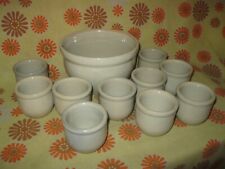 Vintage Ancien SERVICE A DESSERT FROMAGE BLANC ? en GRES Saladier + 10 Ramequins