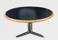 Table design Warren Platner pour Knoll - Diamètre 145 - Plateau bois et cuir
