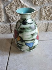 Vase céramique peint motifs relief hauteur 25 cm très bon état 