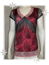 A - Très Joli Haut Pull Fantaisie Jacquard Dentelle Noir Rose Koröshi Taille M