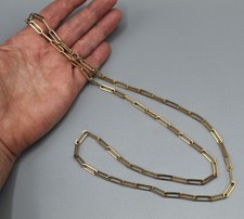 Collier Sautoir Vintage Maillons Allongés en Métal Doré Long.79 cm 