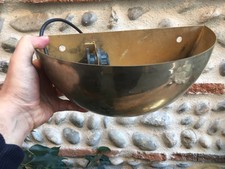 Très Belle Paire De Lampe Applique Demi Lune Metal Doré Cuivre Bronze Italy 1980