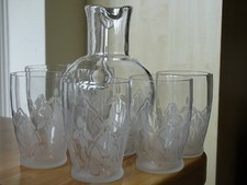 ANCIEN SERVICE VIN CRISTAL ART DECO 6 VERRES ET UN PITCHER DANS LE GOUT BACCARAT