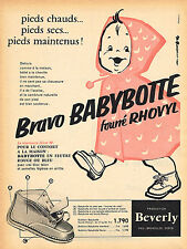 PUBLICITE ADVERTISING 025  1958  BEVERLY  les bottines bébé BABYBOTTE fourrées