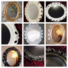 Miroir Mural Grand 58x68 Baroque Antique Ovale de Sale Bain Déco Moderne