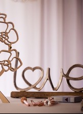 decoration love metal et bois a poser