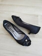 Chaussures à talons, escarpins,femme, noires, bouts ouverts, diamants, Point.37
