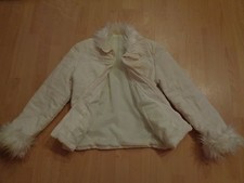 Femmes CORD veste avec fourrure blanc T S-M