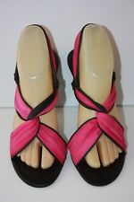 CHRISTIAN LACROIX  Sandales Luxe Lanières Cuir Rose Fuchsia Noir T 39 TBE