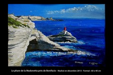 Tableau original - Le phare de la Madonetta près de Bonifacio - 60 x 40 cm