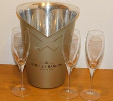 3 FLUTE COUPE verre SEAU à bouteille de CHAMPAGNE MOET & et CHANDON argit LVMH