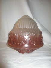 GROS GLOBE OBUS ANCIEN SUSPENSION LUSTRE PLAFONNIER VERRE PRESSE ART NOUVEAU