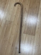 Antique Folk Art Sculpté Bois Canne W/Animal Hoof Forme Poignée