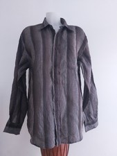 EDEN PARK chemise à rayures 100% lin marron taille XL