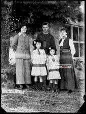 Plaque verre photo ancienne négatif noir et blanc 9x12 cm famille enfants France