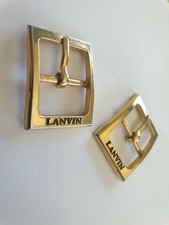 2 Boucles A Chaussure De Luxe Lanvin Paris pour cuir ou daim doré or Vintage 