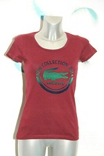 adorable tee shirt bordeaux col rond Lacoste taille S excellent état