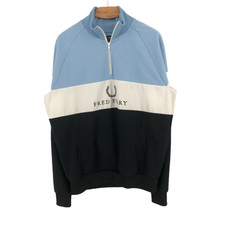 Fred Perry Hommes Sportswear 1/4 Fermeture Éclair Col Montant Pull Taille L