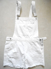 SHORT SALOPETTE JEANS BLANC BERSHKA DENIM TAILLE S/36 TROUES MODE COM9