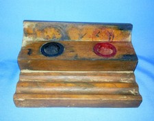 Vintage Ancien Rare de Collection Décoratifs Main Sculpté en Bois Fait Encre Pot