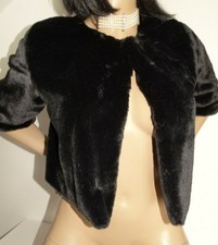 veste T42/44  neuve noire fausse fourrure doublure manche 3/4 style boléro 381*