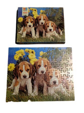 Vintage MB 1976 Puzzle CHIEN Boite Ariane 100 Pièces Made in Holland 37x30cm