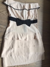 ROBE Bustier Claudie PIERLOT T 36 - 100% soie Beige et Noire