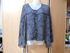 The Masai Clothing Co noir/marron imprimé cachemire Coupe Ample Chemise en mousseline de soie-S/UK10