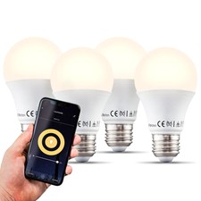 Set de 4 ampoules LED WiFi connectées Smart Home E27 9W Appli & voice contrôle 