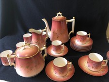 Service à café en porcelaine dure animées d'oiseaux branchés et flore France