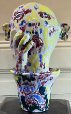 sculpture contemporaine terre cuite émaillée Naissance surréalisme Tête dans pot