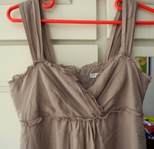 Robe 123 1.2.3 larges  bretelles plissées t 36/38 en SOIE beige