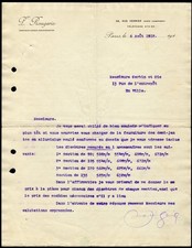 Facture 1912 P. ROUGERIE ingénieur conseil caoutchoutier à Paris rue Vernier