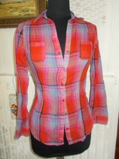 Chemisier de bucheron écossais rouge/bleu TALLY WEIJL manches Longues taille 34