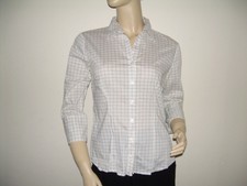 Chemisier blanc à carreaux manches 3/4 "H&M" pour femme / Taille 2-M-38