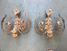 Très Belle Paire Lampe Applique Fer Metal Grappe Raisin Feuille A Identifier