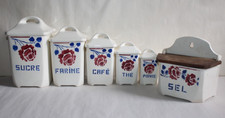 Série de  pots à épices et boîte à sel faïence de Badonviller décor Moselle