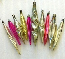 10 ornements de Noël en verre russe vintage de l'URSS décoration d'arbre...