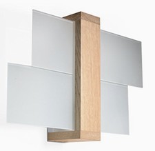 2 Appliques Murales Bois Et Verre